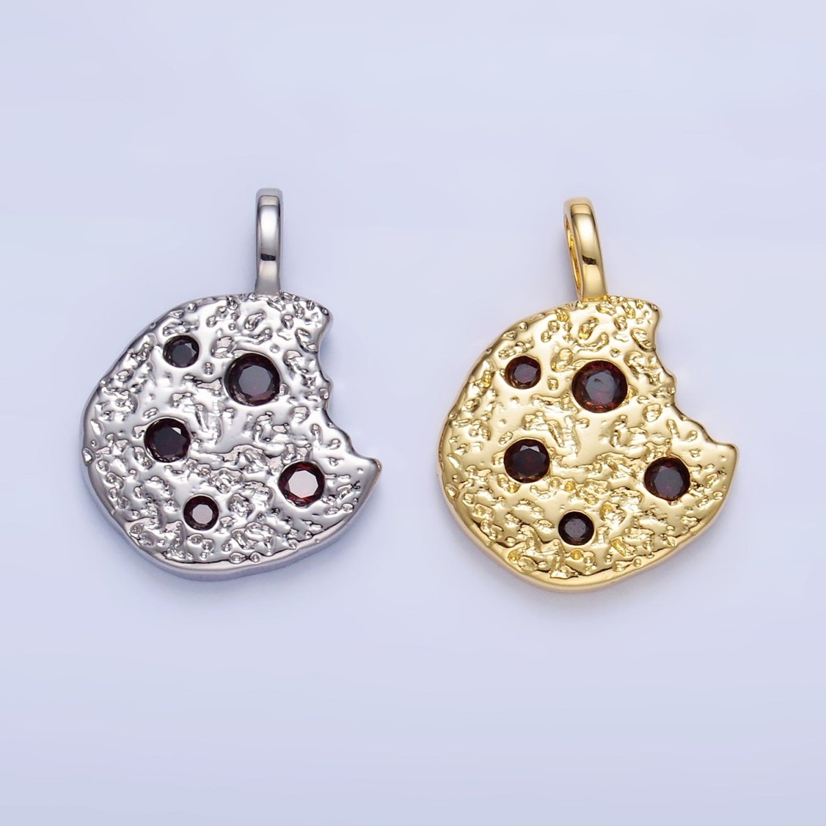 24K Gold Filled Multicolor CZ Bitten Cookie Food Pendant in Gold &amp; Silver | AA1427