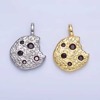 24K Gold Filled Multicolor CZ Bitten Cookie Food Pendant in Gold &amp; Silver | AA1427