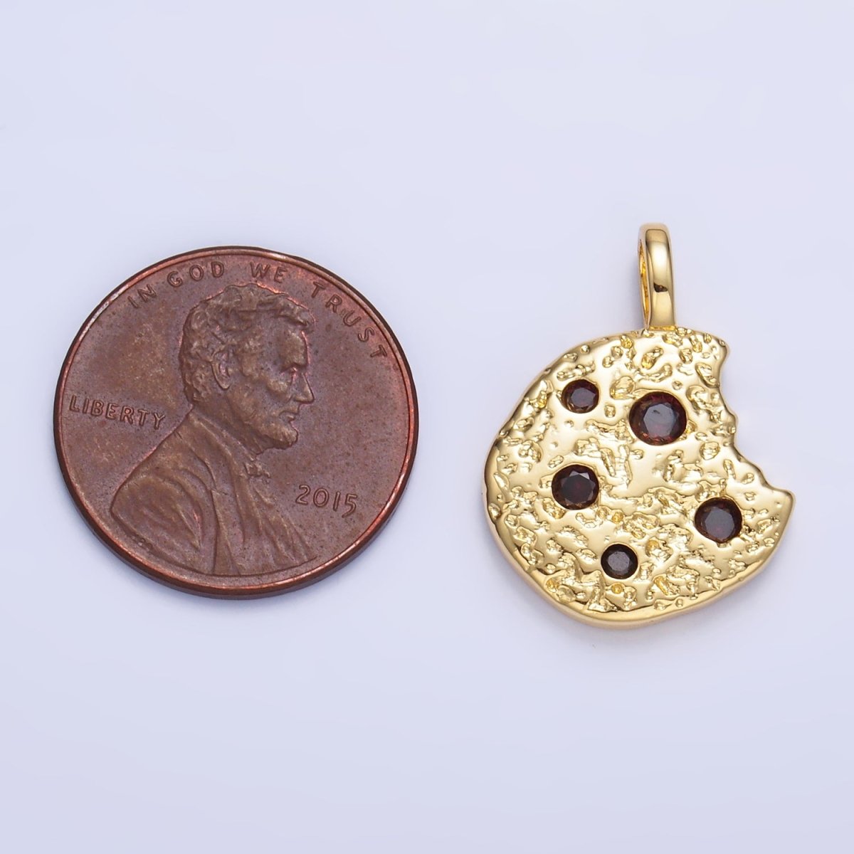 24K Gold Filled Multicolor CZ Bitten Cookie Food Pendant in Gold &amp; Silver | AA1427