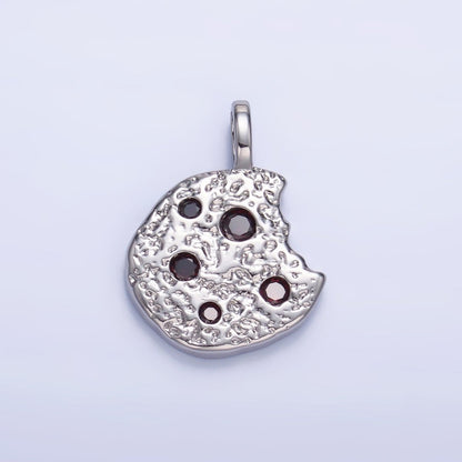 24K Gold Filled Multicolor CZ Bitten Cookie Food Pendant in Gold &amp; Silver | AA1427