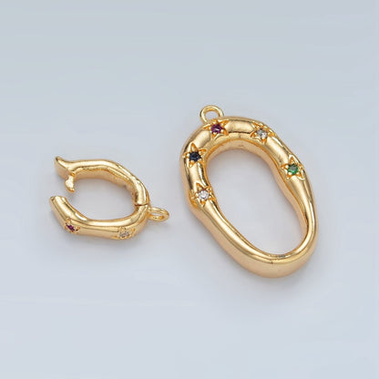 24K Gold Filled Multicolor CZ Celestial Star Snap Latch Findings Set | L072