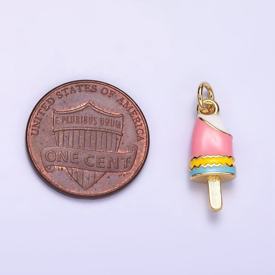 24K Gold Filled Multicolor Enamel Ice Cream Popsicle Charm | C692