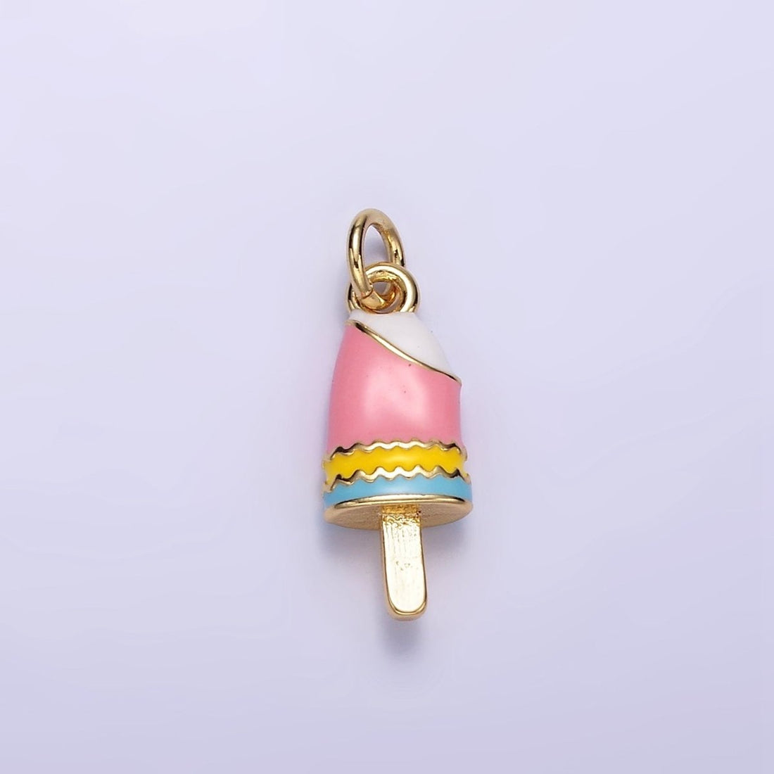 24K Gold Filled Multicolor Enamel Ice Cream Popsicle Charm | C692