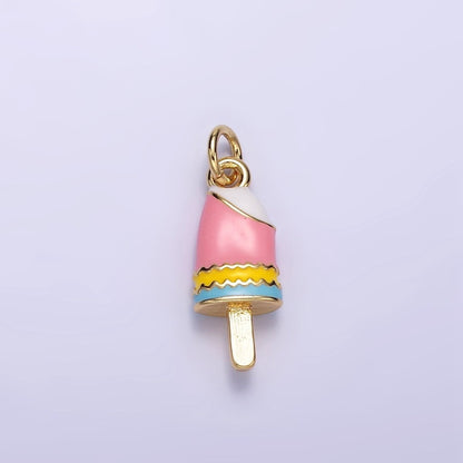 24K Gold Filled Multicolor Enamel Ice Cream Popsicle Charm | C692