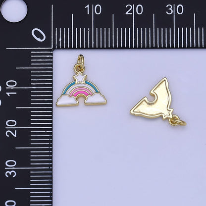 24K Gold Filled Multicolor Enamel Star Rainbow Mini Charm | N1651