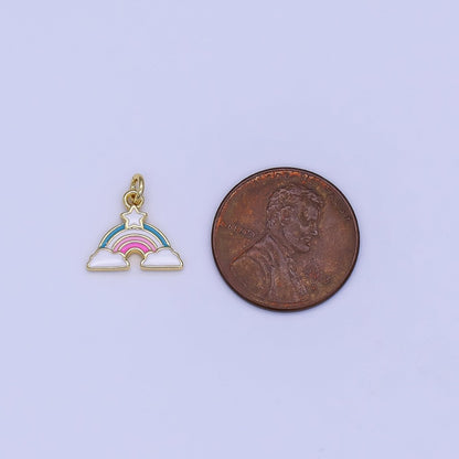 24K Gold Filled Multicolor Enamel Star Rainbow Mini Charm | N1651
