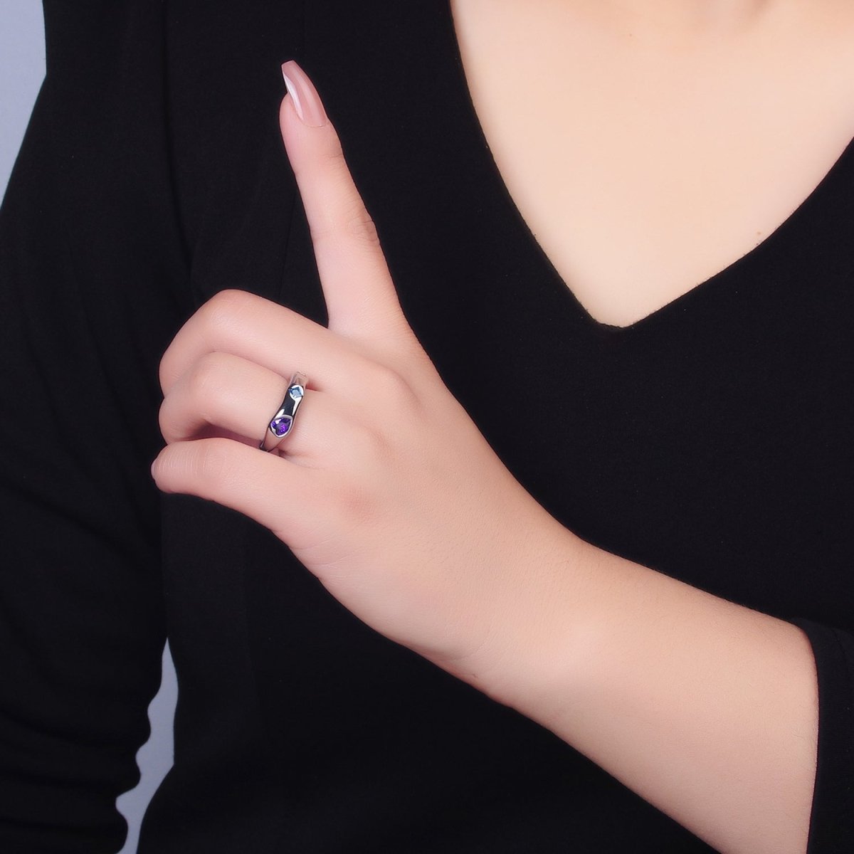 24K Gold Filled Multicolor Geometric CZ Molten Ring in Gold &amp; Silver | O757 O758