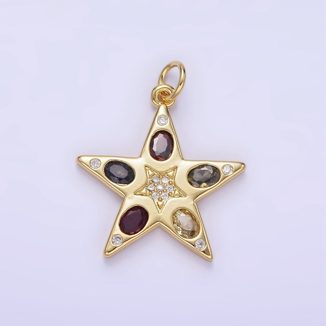 24K Gold Filled Multicolor Micro Paved CZ Celestial Star Charm | E363