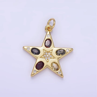 24K Gold Filled Multicolor Micro Paved CZ Celestial Star Charm | E363
