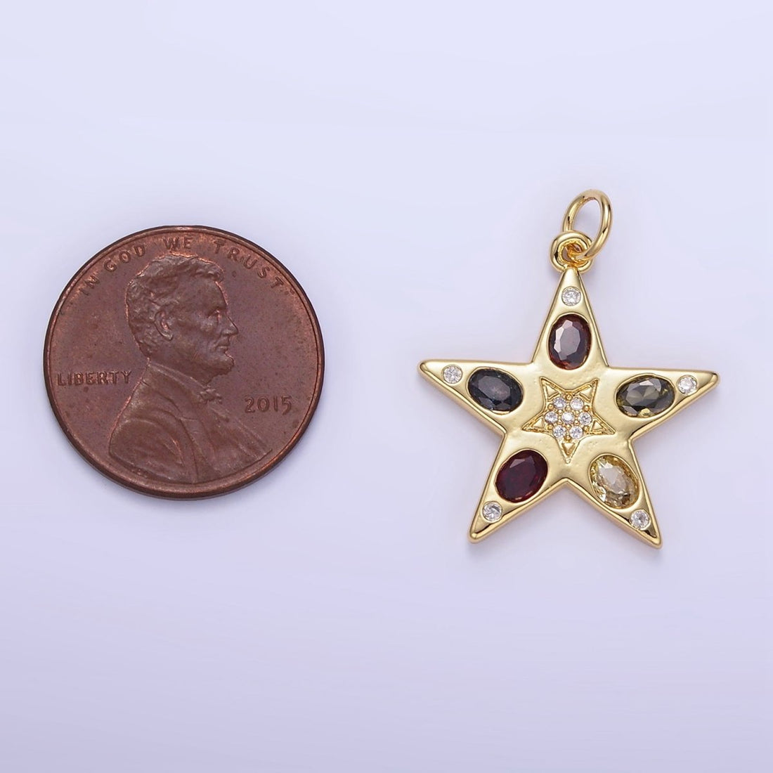24K Gold Filled Multicolor Micro Paved CZ Celestial Star Charm | E363