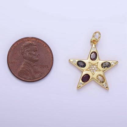 24K Gold Filled Multicolor Micro Paved CZ Celestial Star Charm | E363