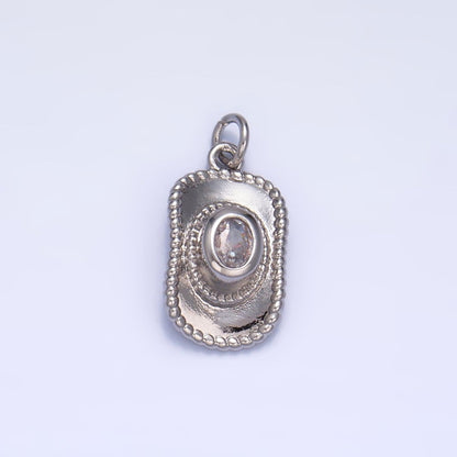 24K Gold Filled 16mm Multidimensional 3D Clear CZ Cowboy Hat Charm in Gold &amp; Silver | W367