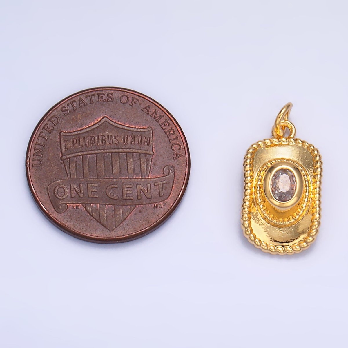 24K Gold Filled 16mm Multidimensional 3D Clear CZ Cowboy Hat Charm in Gold &amp; Silver | W367