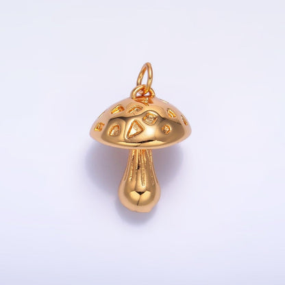 24K Gold Filled Multidimensional 3D Mushroom Charm | W260