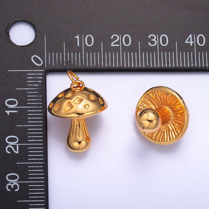24K Gold Filled Multidimensional 3D Mushroom Charm | W260