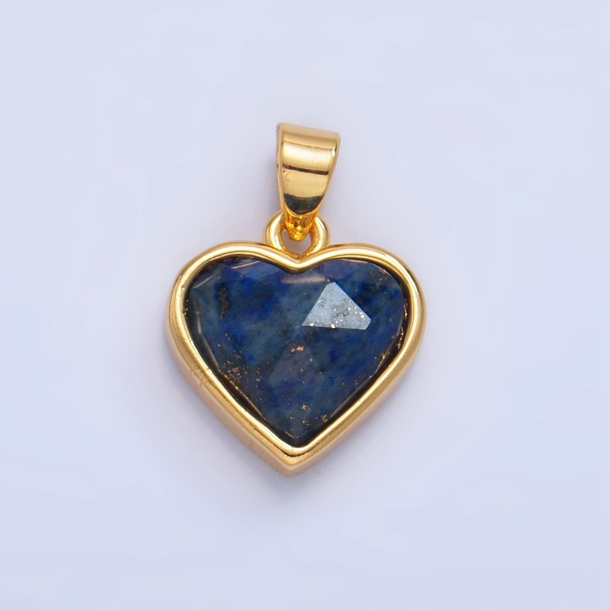 24K Gold Filled Multidimensional Gemstone Heart Bezel Pendant | AA1027 - AA1030