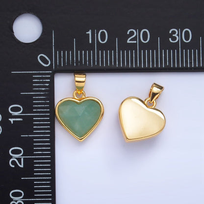 24K Gold Filled Multidimensional Gemstone Heart Bezel Pendant | AA1027 - AA1030