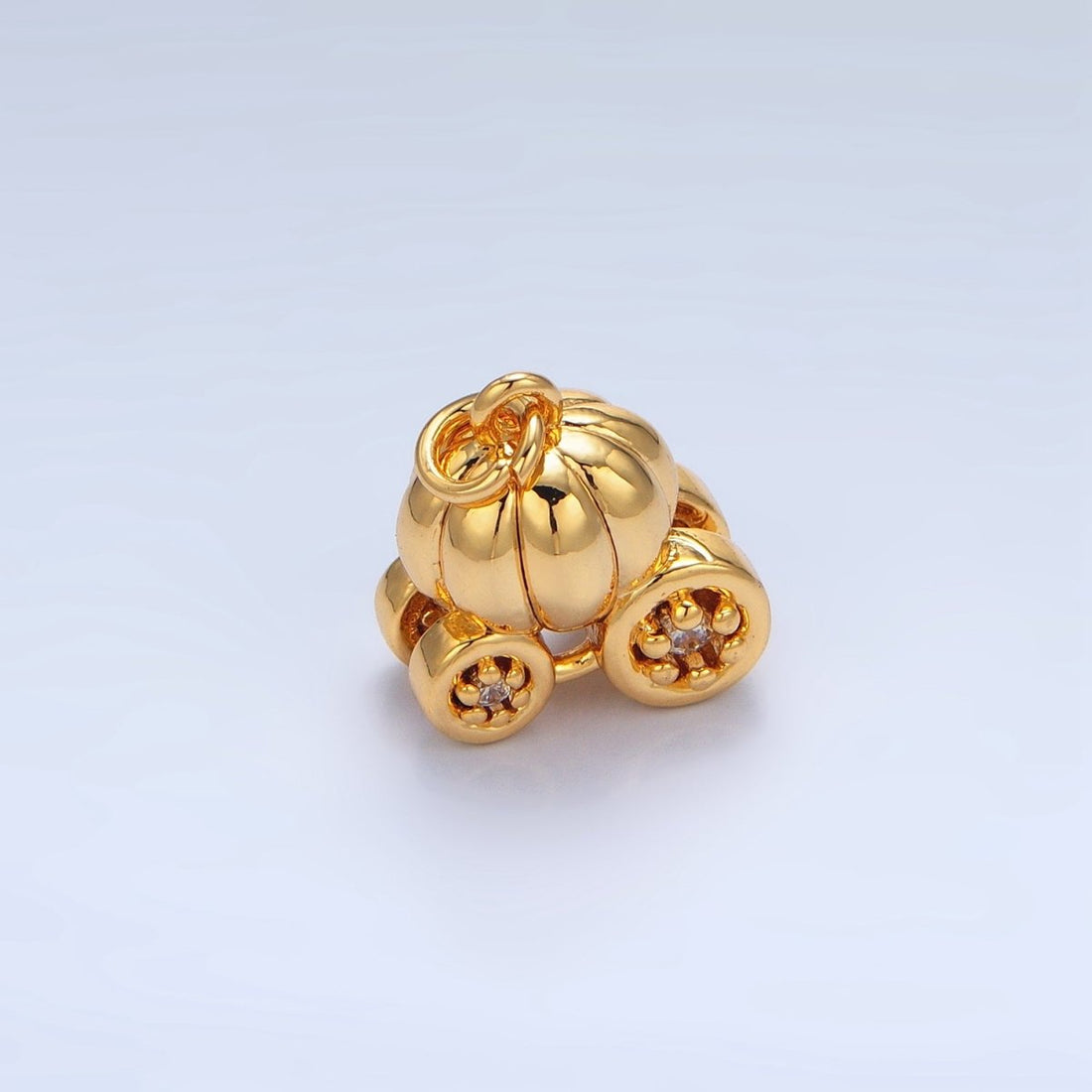 24K Gold Filled Multidimensional Pumpkin Carriage Vehicle Charm | X597