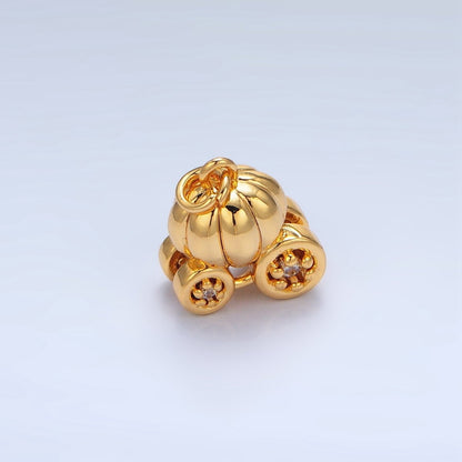 24K Gold Filled Multidimensional Pumpkin Carriage Vehicle Charm | X597