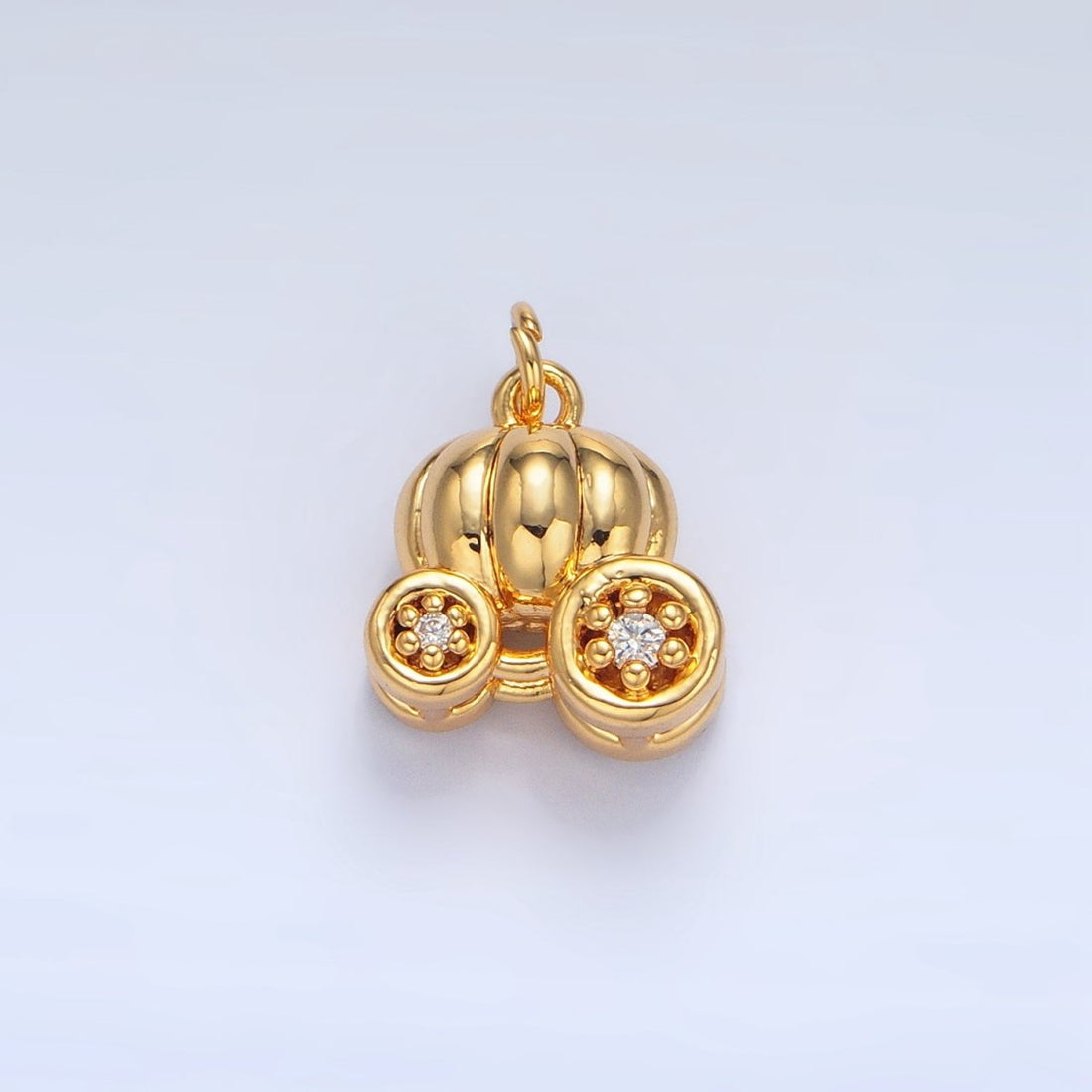 24K Gold Filled Multidimensional Pumpkin Carriage Vehicle Charm | X597