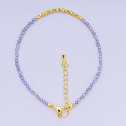 24K Gold Filled Multifaceted Bead Natural Gemstone Bead Bracelet w. Extender | WA-03672 ~ WA-03694