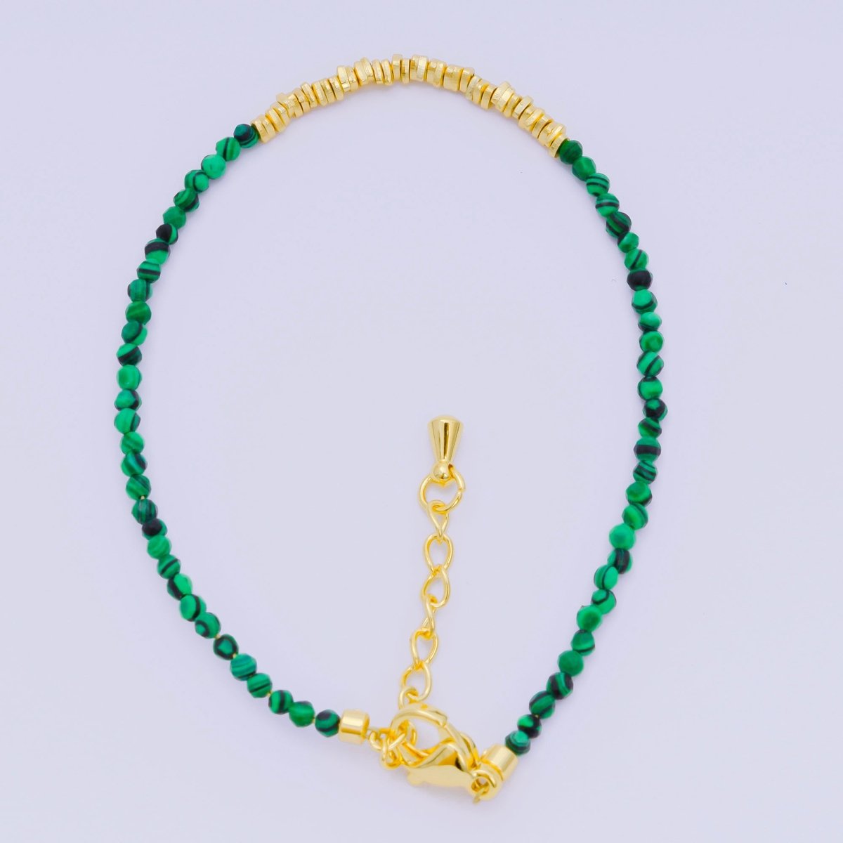 24K Gold Filled Multifaceted Bead Natural Gemstone Bead Bracelet w. Extender | WA-03672 ~ WA-03694