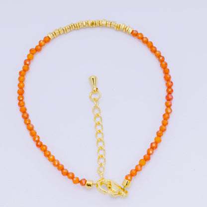 24K Gold Filled Multifaceted Bead Natural Gemstone Bead Bracelet w. Extender | WA-03672 ~ WA-03694
