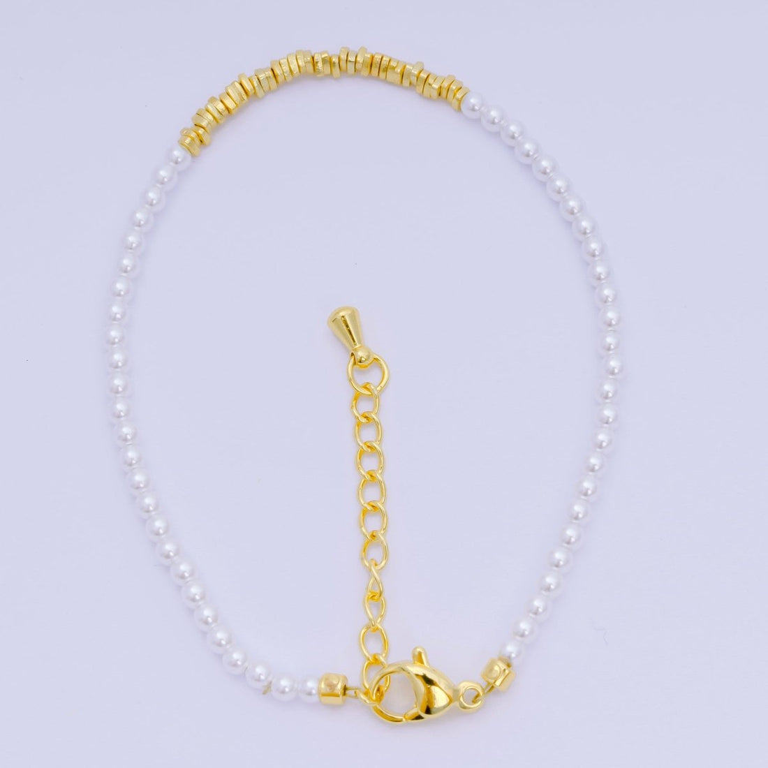 24K Gold Filled Multifaceted Bead Natural Gemstone Bead Bracelet w. Extender | WA-03672 ~ WA-03694