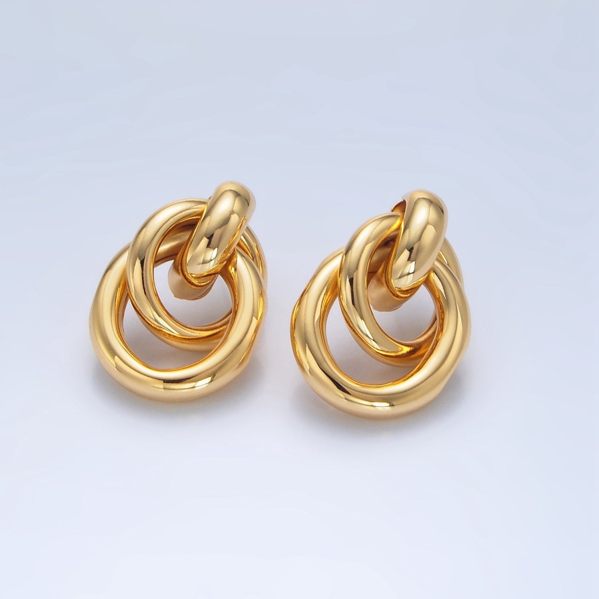 24K Gold Filled Multiple Band Drop Stud Earrings in Gold, Silver &amp; Mixed Metal | AD697 AD698 AD699