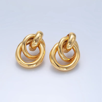 24K Gold Filled Multiple Band Drop Stud Earrings in Gold, Silver &amp; Mixed Metal | AD697 AD698 AD699