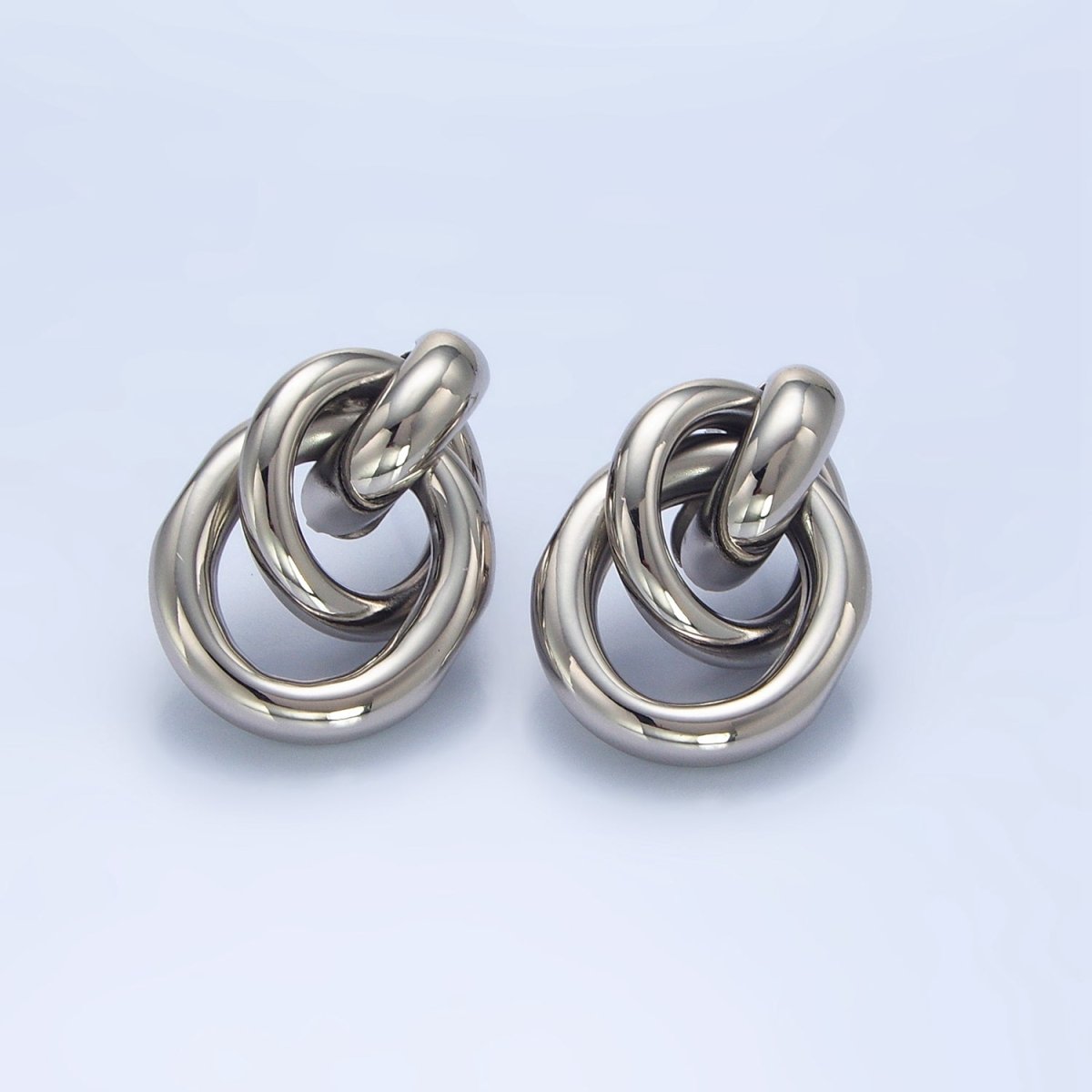 24K Gold Filled Multiple Band Drop Stud Earrings in Gold, Silver &amp; Mixed Metal | AD697 AD698 AD699