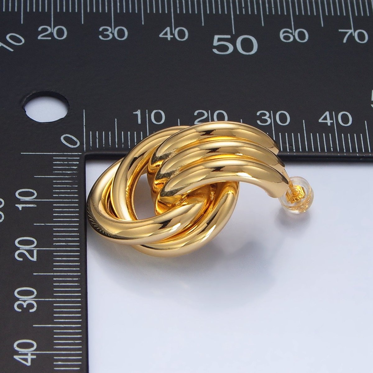 24K Gold Filled Multiple Circular Band Door Knocker Drop Stud Earrings in Gold, Silver &amp; Mixed Metal | AD694 - AD696