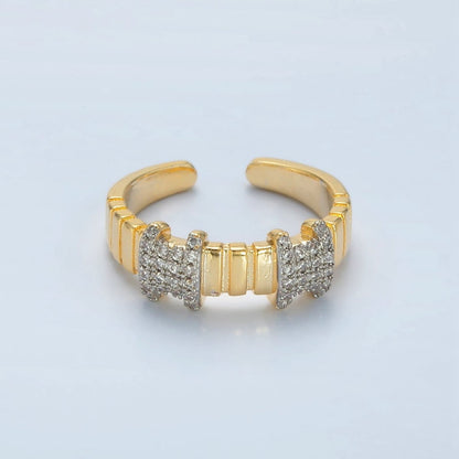 24K Gold Filled Multiple Micro Paved CZ Bar Band Ring | O1402