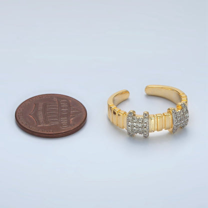 24K Gold Filled Multiple Micro Paved CZ Bar Band Ring | O1402