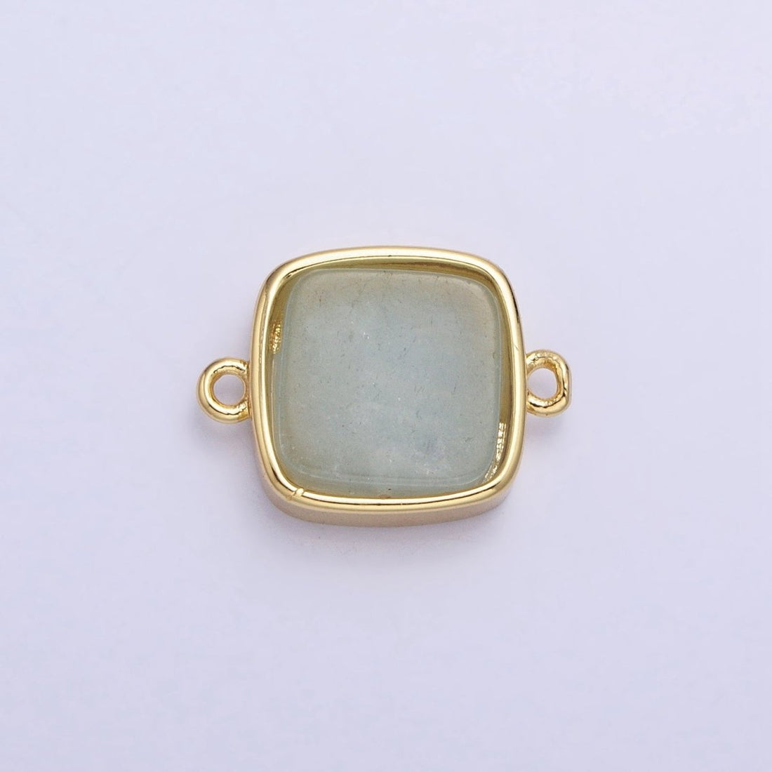 24K Gold Filled Natural Gemstone Blue Agate, Rose Quartz, Amethyst Flat Square Charm Connector | Y-797 Y-798
