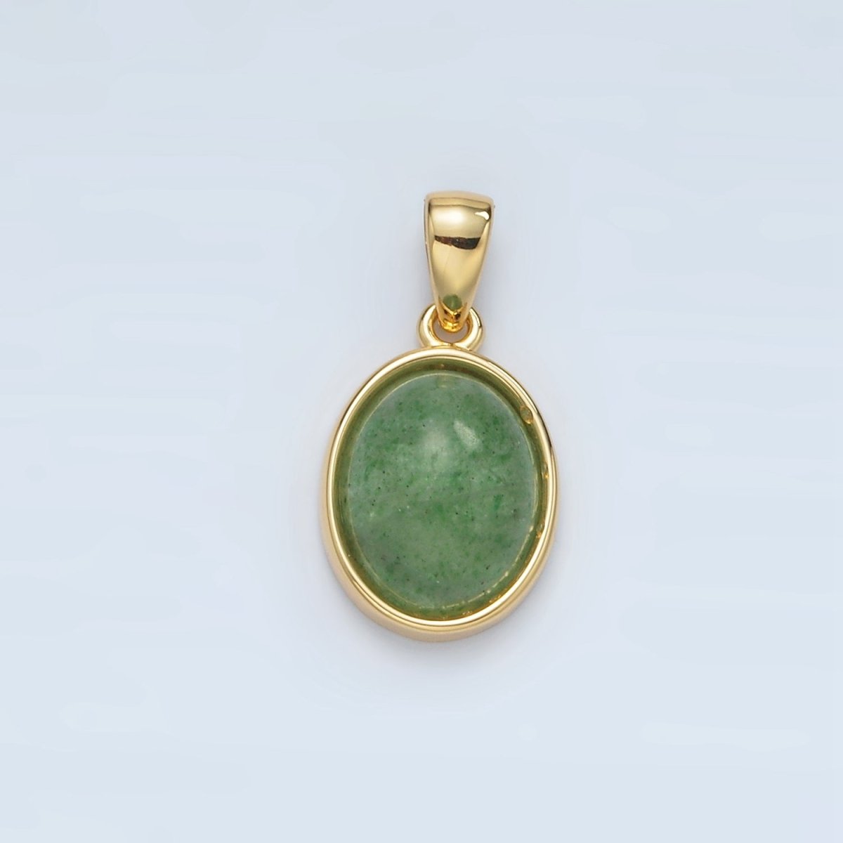 24K Gold Filled Natural Gemstone Oval Bezel Pendant | AA1395 - AA1401