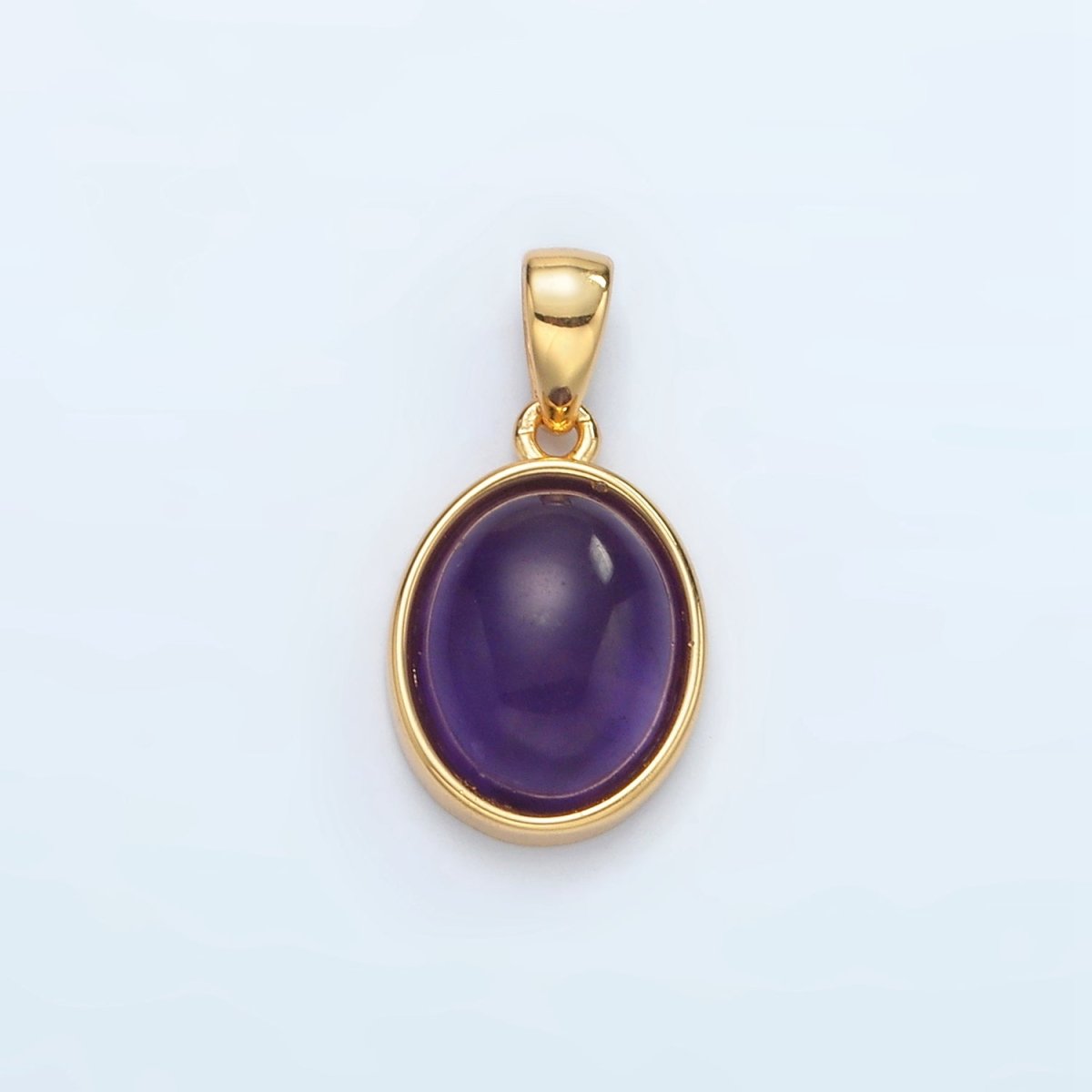24K Gold Filled Natural Gemstone Oval Bezel Pendant | AA1395 - AA1401