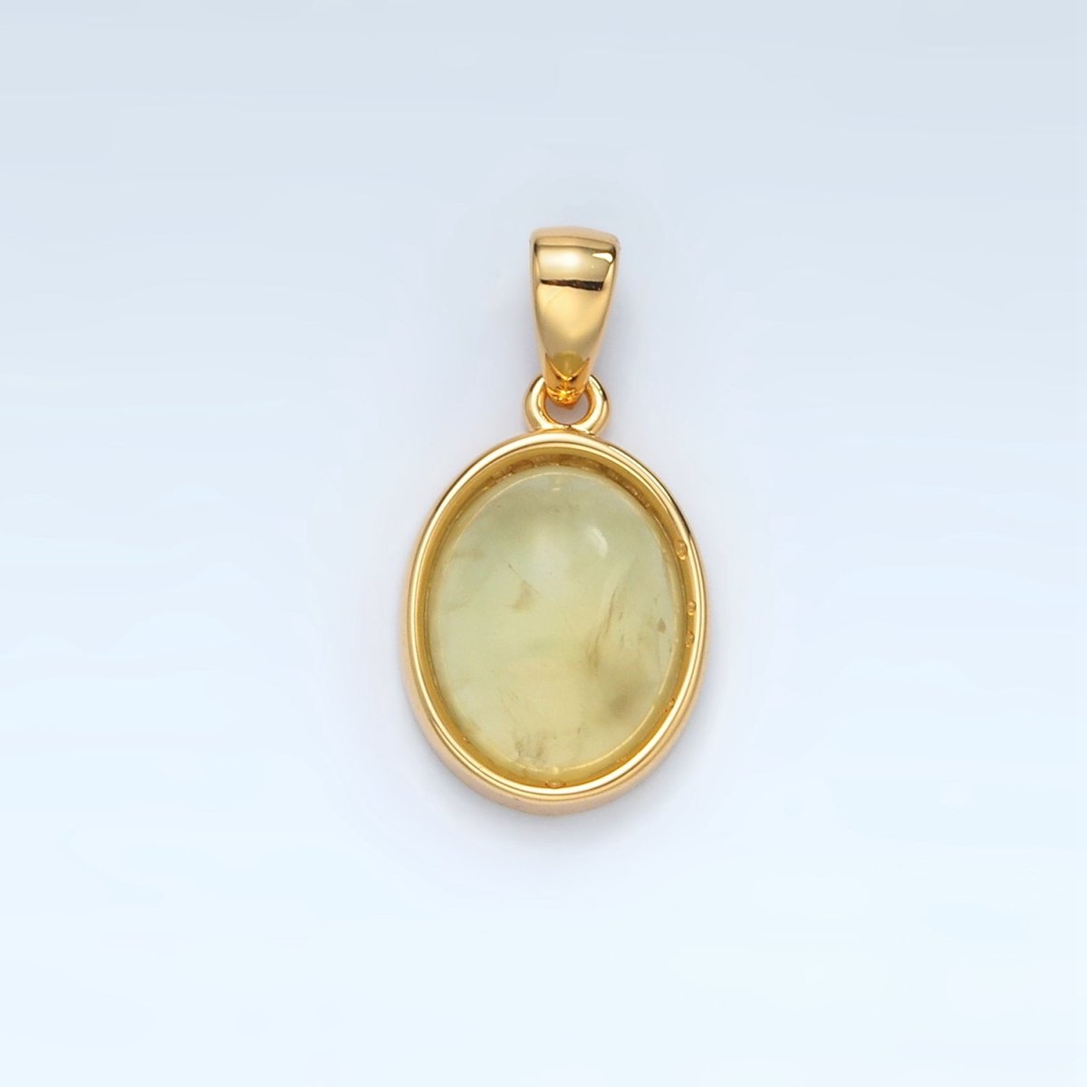 24K Gold Filled Natural Gemstone Oval Bezel Pendant | AA1395 - AA1401