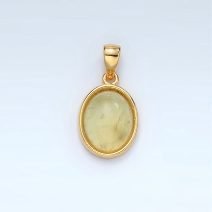 24K Gold Filled Natural Gemstone Oval Bezel Pendant | AA1395 - AA1401