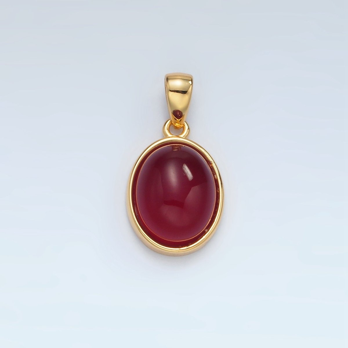 24K Gold Filled Natural Gemstone Oval Bezel Pendant | AA1395 - AA1401