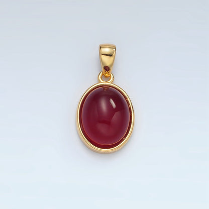 24K Gold Filled Natural Gemstone Oval Bezel Pendant | AA1395 - AA1401