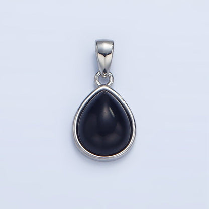 24K Gold Filled Natural Gemstone Teardrop Bezel Pendant in Gold &amp; Silver | AA953 - AA964