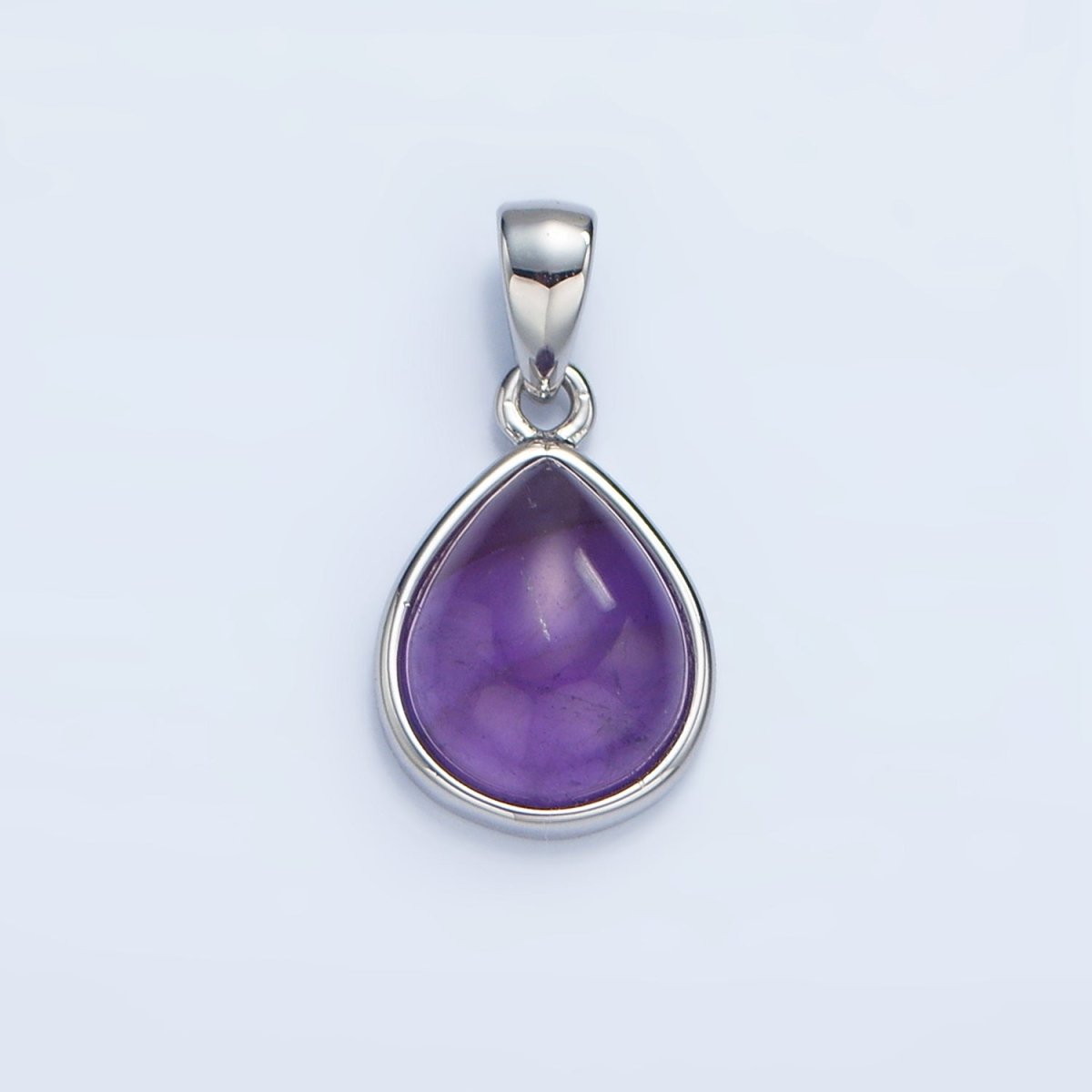 24K Gold Filled Natural Gemstone Teardrop Bezel Pendant in Gold &amp; Silver | AA953 - AA964