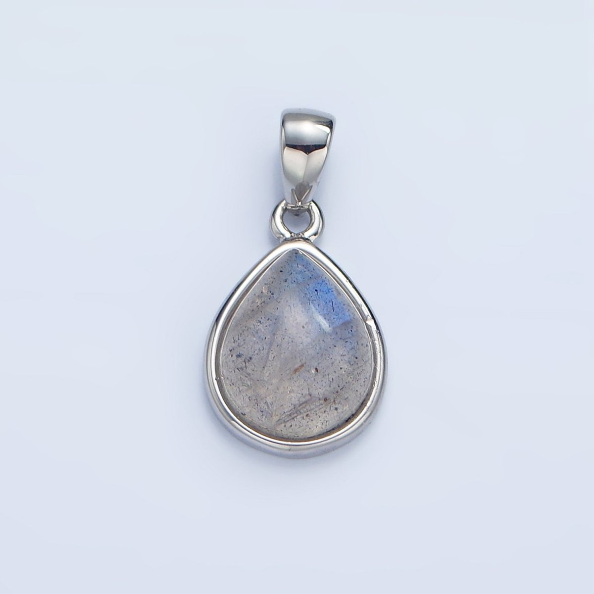 24K Gold Filled Natural Gemstone Teardrop Bezel Pendant in Gold &amp; Silver | AA953 - AA964