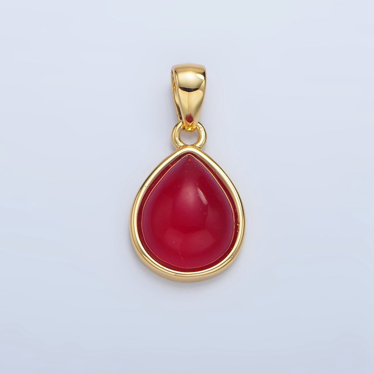24K Gold Filled Natural Gemstone Teardrop Bezel Pendant in Gold &amp; Silver | AA953 - AA964