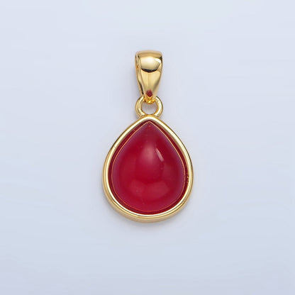 24K Gold Filled Natural Gemstone Teardrop Bezel Pendant in Gold &amp; Silver | AA953 - AA964