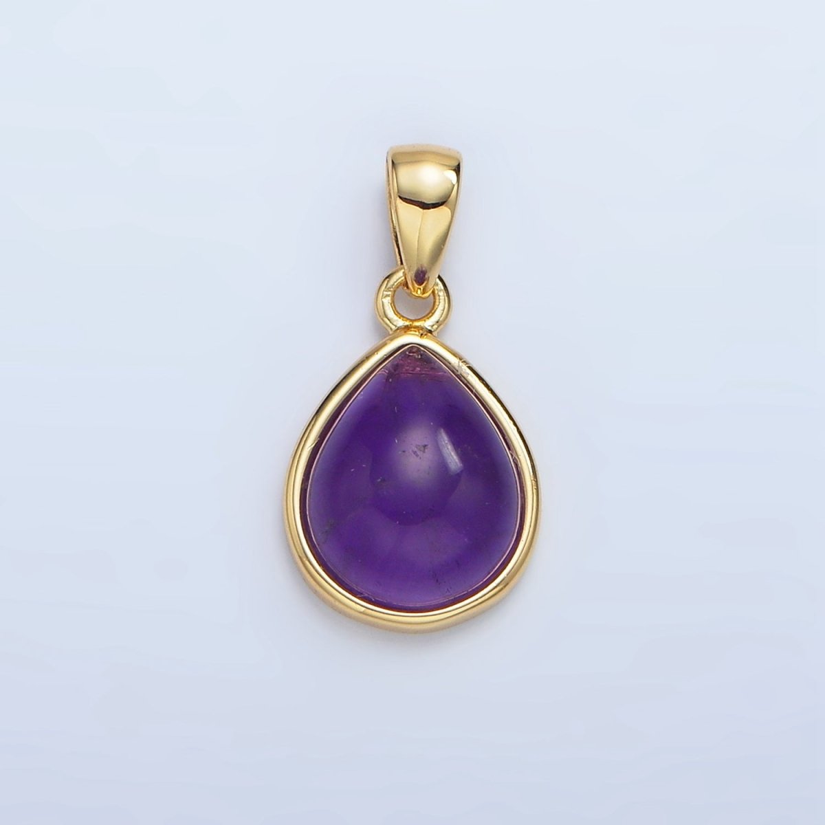 24K Gold Filled Natural Gemstone Teardrop Bezel Pendant in Gold &amp; Silver | AA953 - AA964