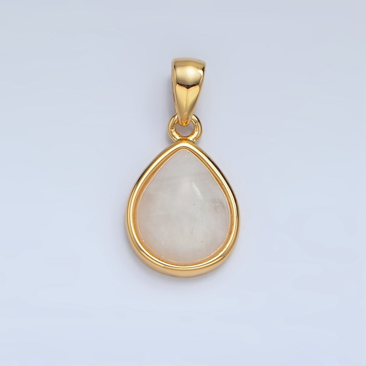 24K Gold Filled Natural Gemstone Teardrop Bezel Pendant in Gold &amp; Silver | AA953 - AA964