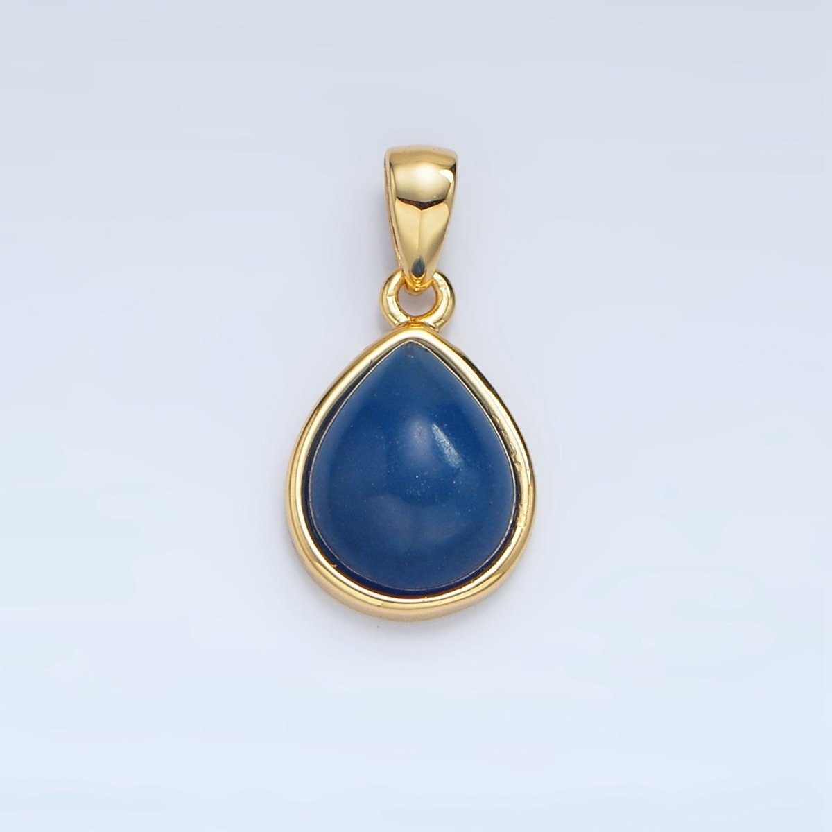 24K Gold Filled Natural Gemstone Teardrop Bezel Pendant in Gold &amp; Silver | AA953 - AA964