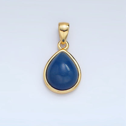24K Gold Filled Natural Gemstone Teardrop Bezel Pendant in Gold &amp; Silver | AA953 - AA964